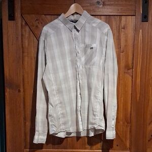 Arc'teryx Men's Button-Down Shirt in Light Beige Stripe